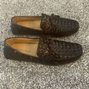 Mens Saks Fifth Avenue Leather Woven Driving Loafers